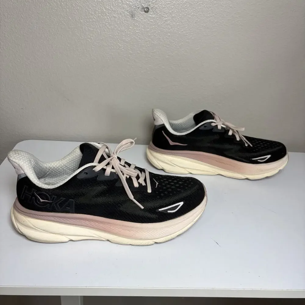 Hoka One Clifton 9 Women's Running Shoes Size 9B Black Light Purple- No Insoles